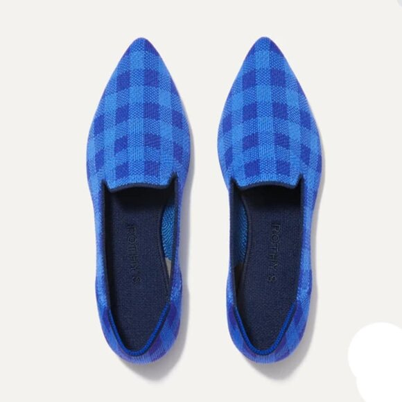 Rothy's Pointed Loafers, Lazuli Gingham, Size 8, EEUC - Picture 1 of 4